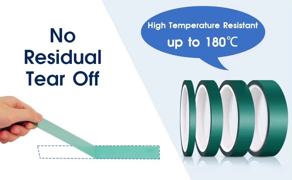 Custom Green High Temperature Tape Insulation Spray Paint Protective Film Electroplating Masking PET Polyester Tape