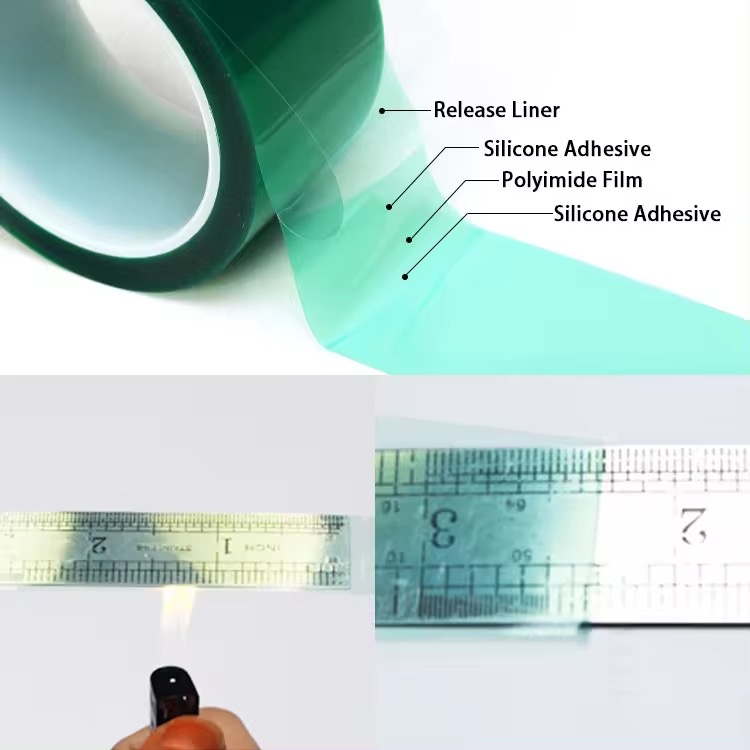 Custom Green High Temperature Tape Insulation Spray Paint Protective Film Electroplating Masking PET Polyester Tape