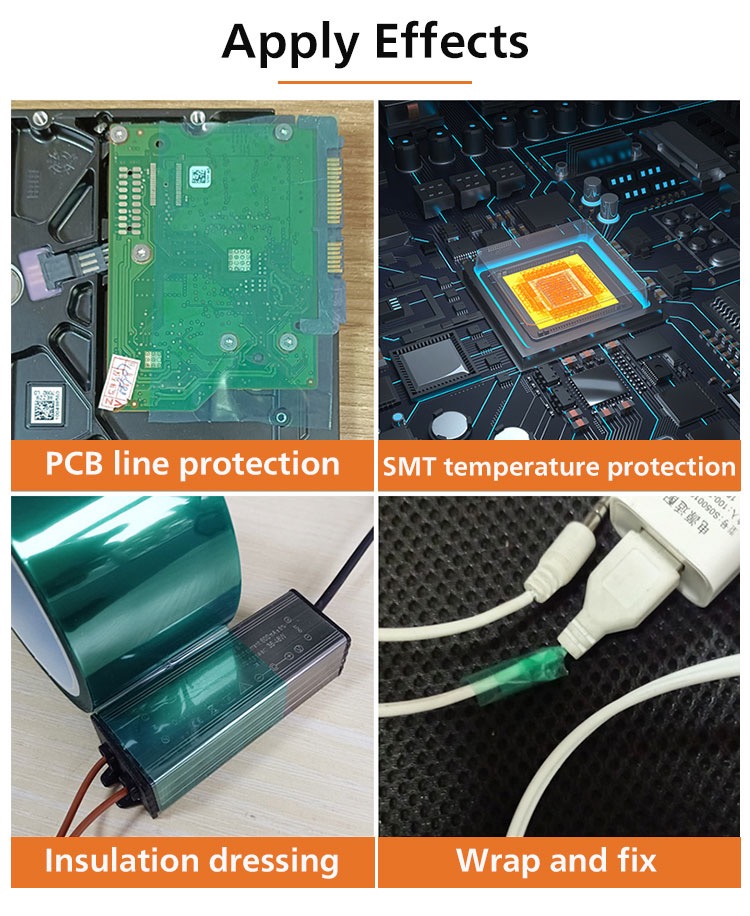 Custom Green High Temperature Tape Insulation Spray Paint Protective Film Electroplating Masking PET Polyester Tape